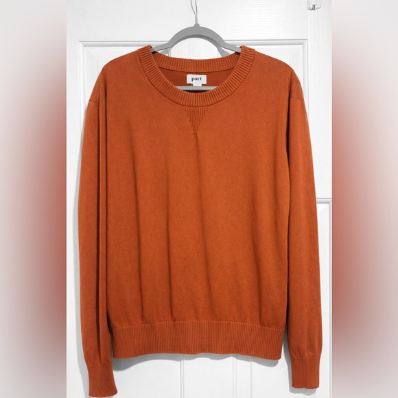 Pact Sweaters - Pact Organic Cotton Orange Crewneck Long Sleeve Sustainable Sweater Size XXL